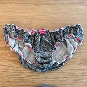 PINK Victoria's Secret Gray and Pink Ruffled Panties